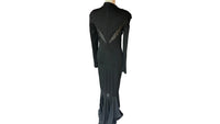 Black Mermaid Knit Gown - Black Zipper Floor Length Dress