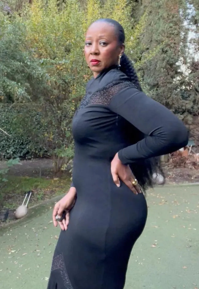 Black Mermaid Knit Gown - Modeled by Dionne McCray