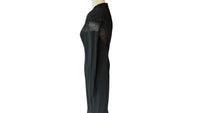 Black Mermaid Knit Gown - Formal Black Dress with Mesh Detailing