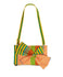 Goldenrod with orange, green, blue and red colored striped print Ankara fabric. Adjustable shoulder stripes.