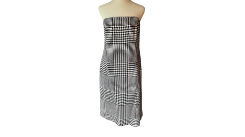 Houndstooth Strapless Wool Dress