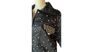 Satin Cropped Jacket with Pearl Embellishments