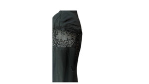 Black Mermaid Knit Gown - Long Black Sleeves with Mesh Detailing