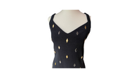 Black Knit Dress with Silver and Gold Tone Metal