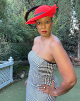 Vintage Red Hat with Black Feather